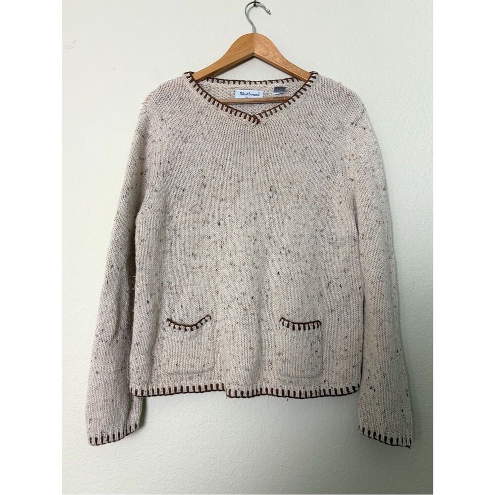 Vintage Cotton Cream Brown Neutral Nature Hippie Bobo Whimsy Gorpcore Sweater